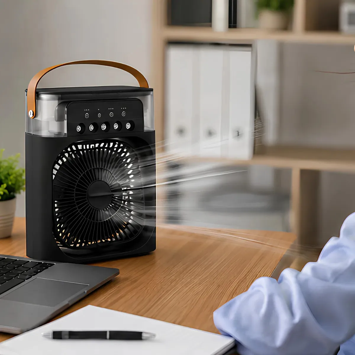 Mini Climatizador Ar Condicionado Ventilador Umidificador Portátil Gelo Preto